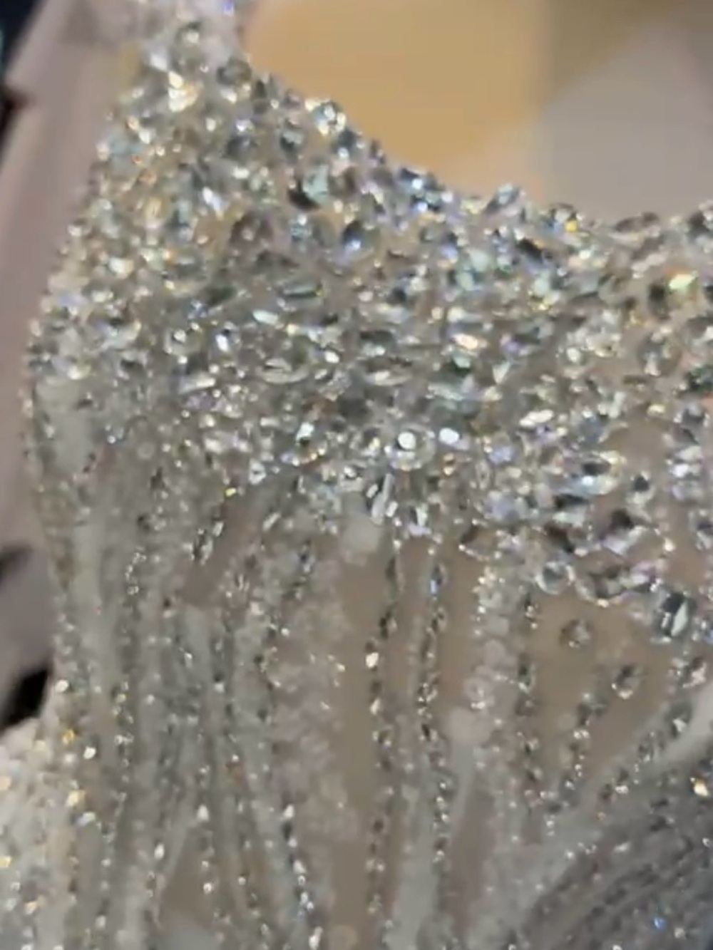 CRYSTAL BEADED WEDDING DRESS WITH BEADED VEIL
